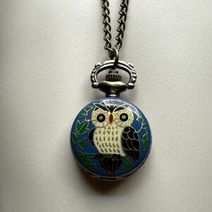 Vintage Owl Pocket Watch Necklace